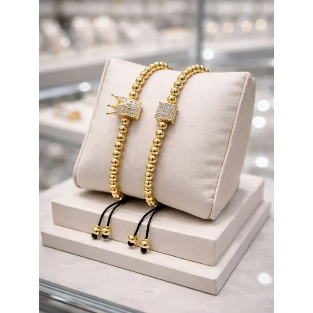 Gold Crown Metal Bead Bracelet
